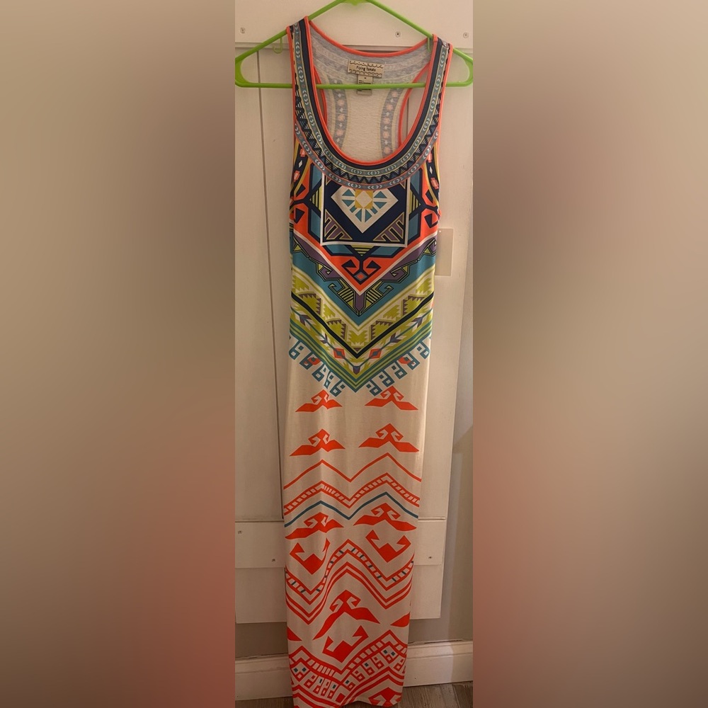 Flying Tomato Tribal Chevron Maxi dress-Teal, Lime, Coral, Navy